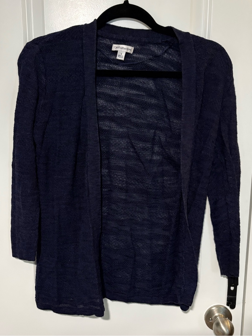 Croft & Barrow Navy Open Front Knit Cardigan Size Large Petite